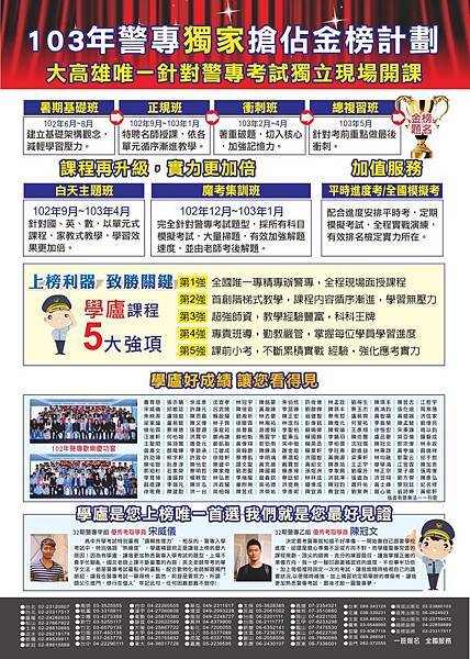 103警專櫃台文宣(背面) 103警專櫃台文宣(背面)