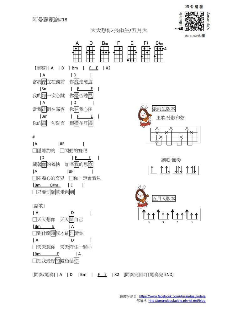阿曼麗麗譜#18 天天想你-張雨生 五月天