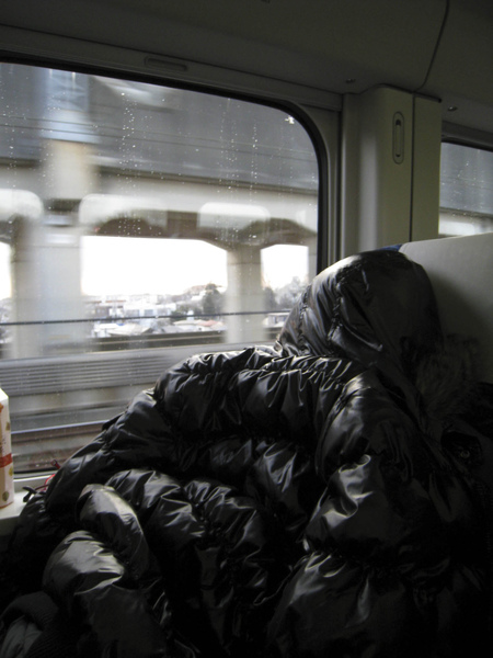 上了新幹線繼續睡，車上照片都是哥哥的女友照的