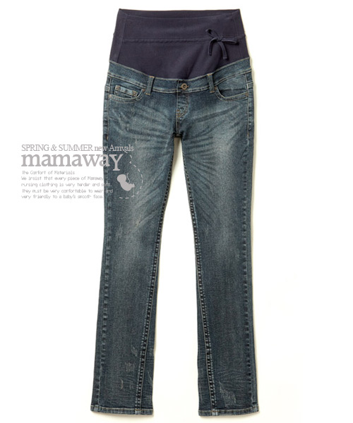 孕期窄管3D牛仔褲-1