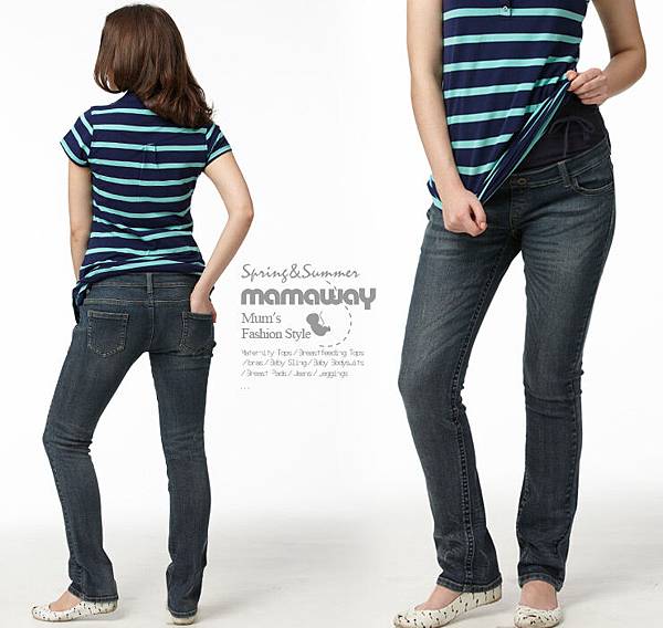 孕期窄管3D牛仔褲-2