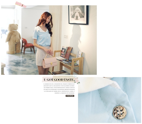 韓版氣質優雅配色肩領金色肩釦裝飾設計短袖襯衫上衣.jpg 韓版氣質優雅配色肩領金色肩釦裝飾設計短袖襯衫上衣.jpg