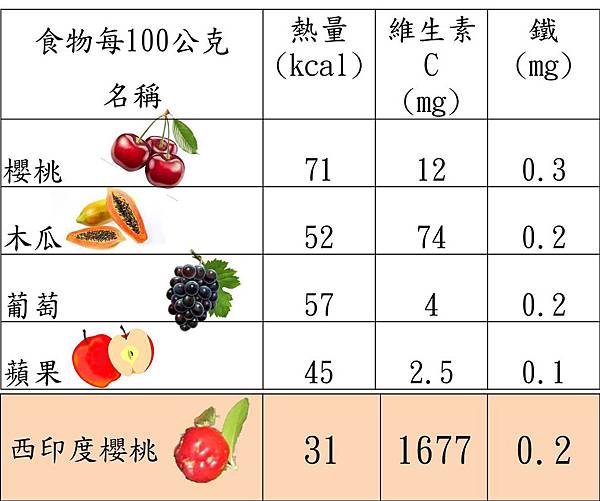 補鐵水果+西印度櫻桃 補鐵水果+西印度櫻桃