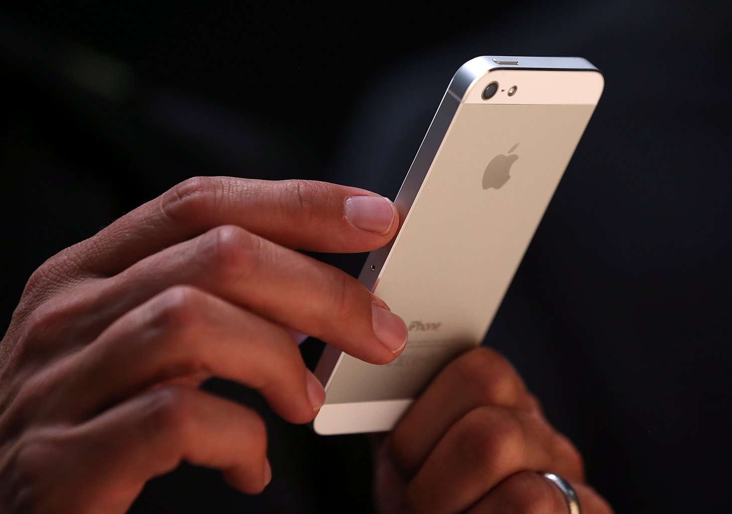 The new iPhone 5 is displayed during an Apple special event at the Yerba Buena Center for the Arts on September 12, 2012 in San Francisco, California. Apple announced the iPhone 5, the latest version of the popular smart phone as well as new updated versions of the iPod Nano, Shuffle and Touch. (Photo by Justin Sullivan/Getty Images) 