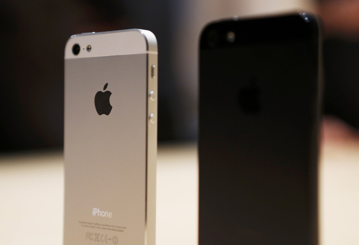The iPhone 5 from the back after its introduction during Apple Inc.
