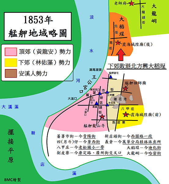 1853年艋舺地域略圖 1853年艋舺地域略圖
