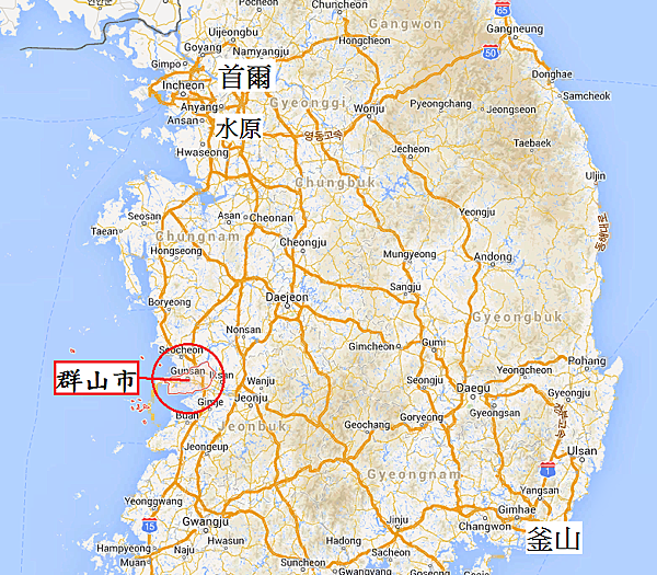 韓國全羅北道群山市Map 韓國全羅北道群山市Map