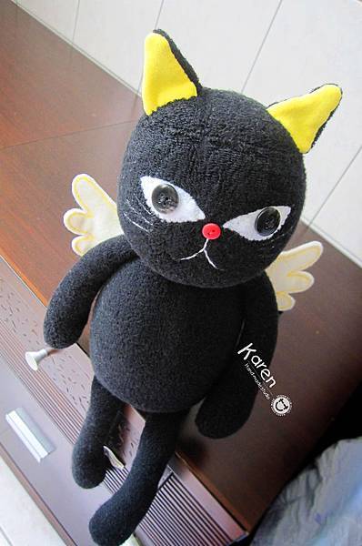 襪子娃娃-天使黑貓
