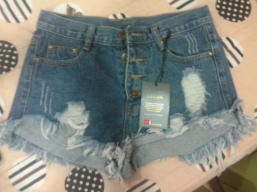 淘寶歐美復古牛仔高腰短褲(1)