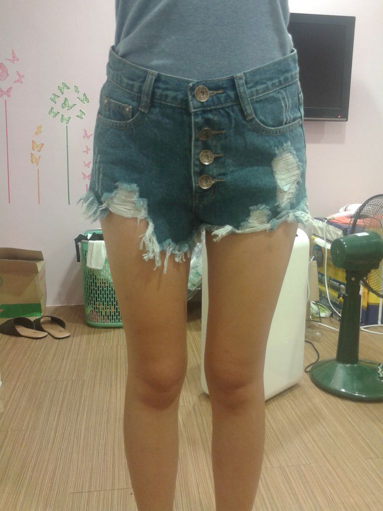 淘寶歐美復古牛仔高腰短褲(3)