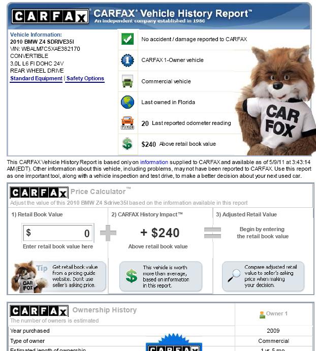 2010 BMW Z4 Carfax report.JPG