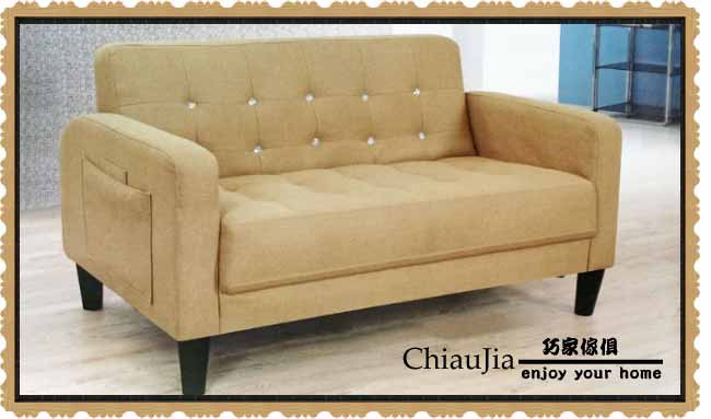 促銷雙人布沙發3800米黃