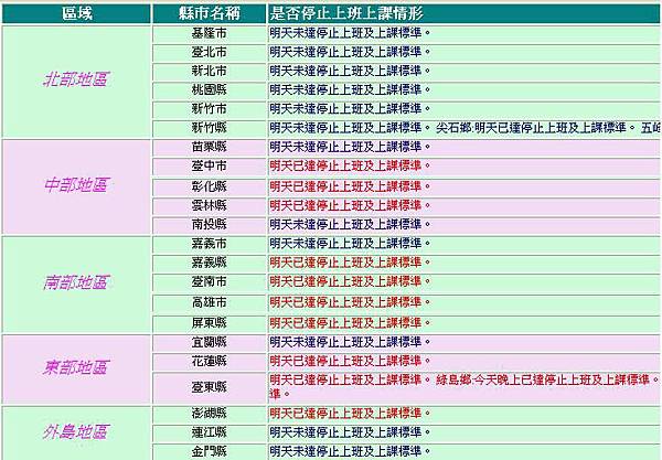 停班停課