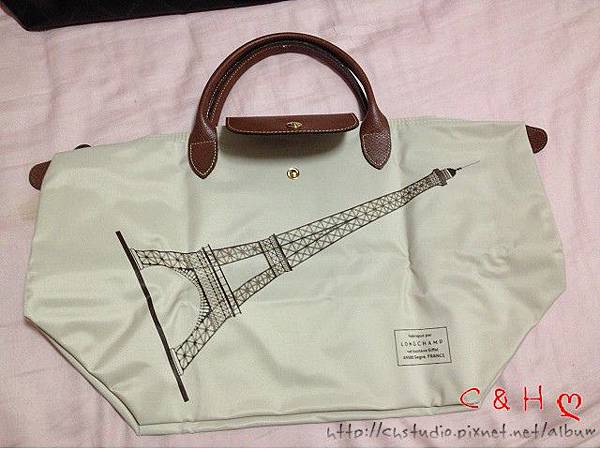 【現貨特賣】Longchamp 巴黎鐵塔紀念款拉鍊摺疊短把購物包- 短帶中包 