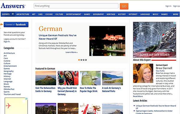 《德文專區》線上學習網站：German.Answers.com