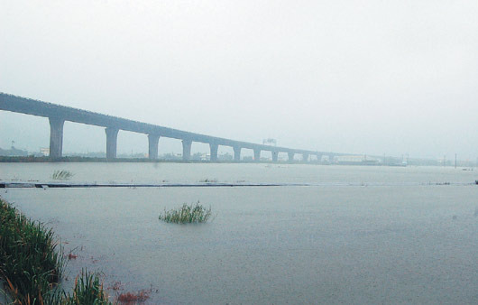 宜蘭縣到今午還在下雨,地勢低窪的武淵村,不少農路還淹在水裡。.jpg 宜蘭縣到今午還在下雨,地勢低窪的武淵村,不少農路還淹在水裡。.jpg