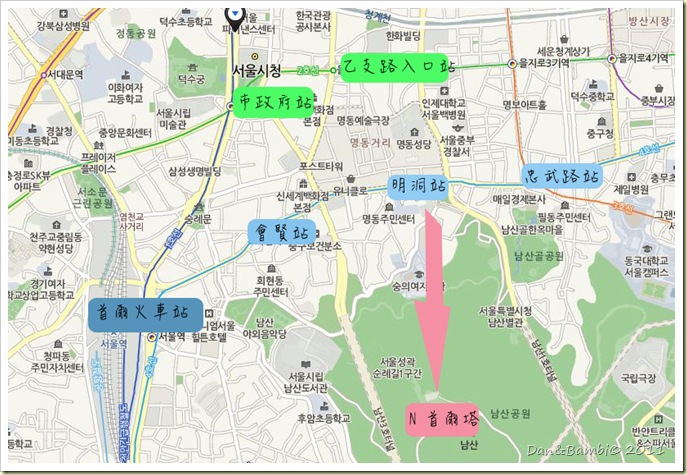 首爾塔位置圖 首爾塔位置圖
