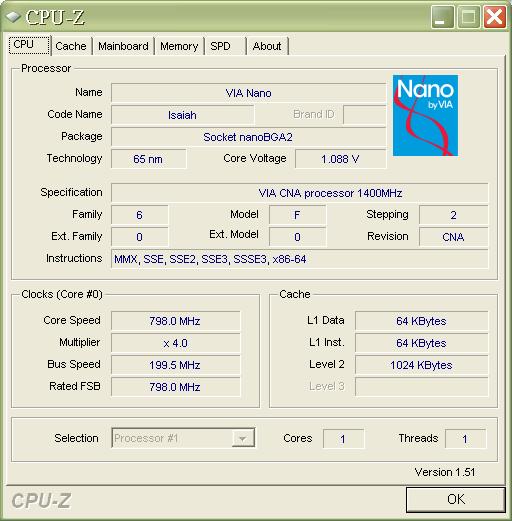 cpuz info of NANO