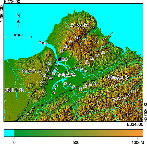 台北市斷層帶分布圖