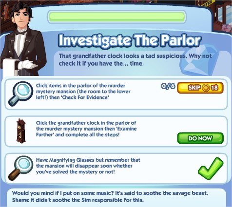 The Sims Social, Investigate The Parlor