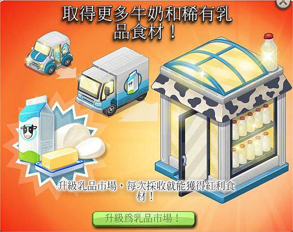 ChefVille(廚師小鎮)升級牛奶車 ChefVille(廚師小鎮)升級牛奶車