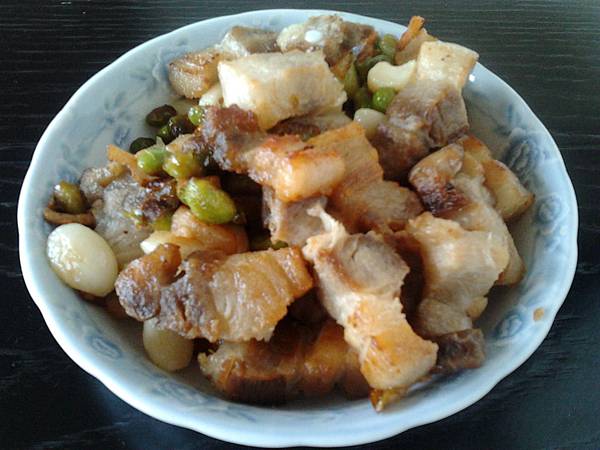 毛豆炒三層肉成品