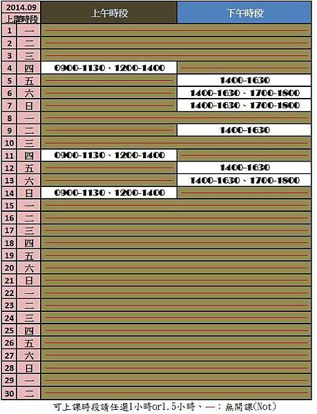 中研院-莊教練(土匪Tu-Fei)-2014.09課表