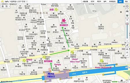 明洞餃子路線地圖