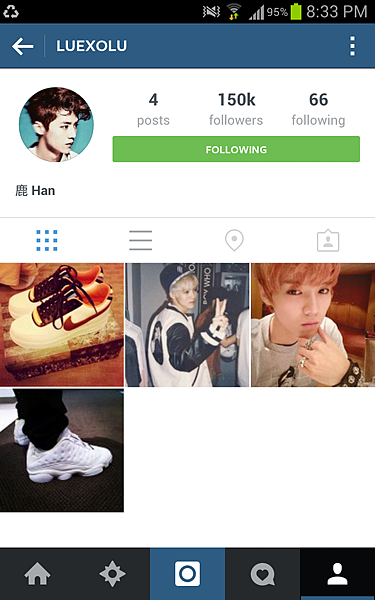 傳聞鹿晗Instagram帳號