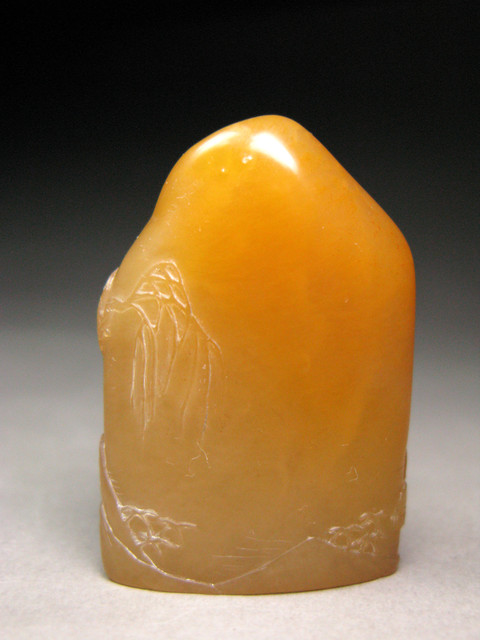 經典石種大匯集26‧荔枝】壽山石珍品薄意橢圓章(黃荔枝凍)－F5864的