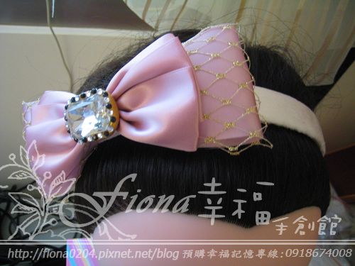 粉色蝴蝶結緞帶髮箍NT1600