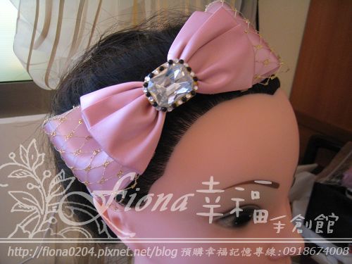 粉色蝴蝶結緞帶髮箍NT1600