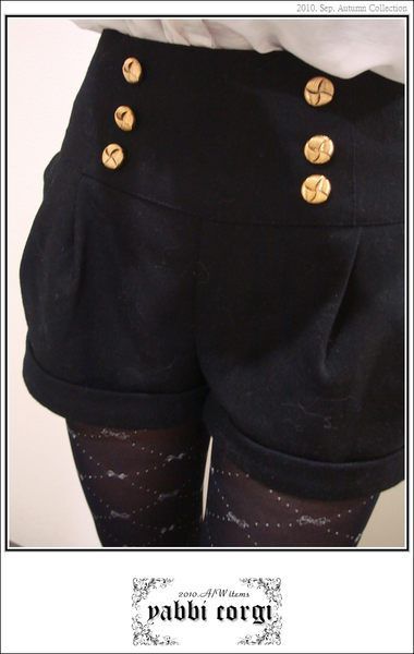 * Yabbi.corgi * 一月衝折扣慶過年 no.18 byebye 下折扣日本製高質感羊毛高腰雙排扣短褲 1350.jpg