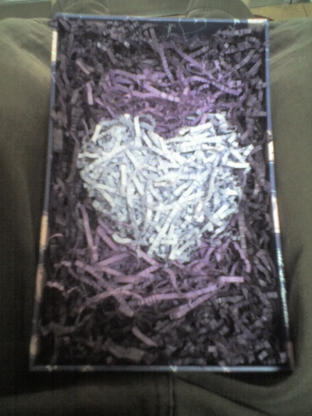 先用紙絲舖在盒子底下