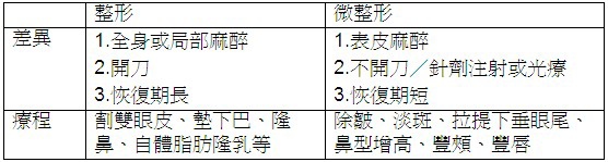 整型與微整型比較