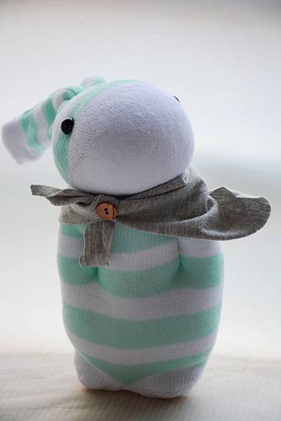 襪子娃娃167號寬版湖水綠條紋兔 (2)