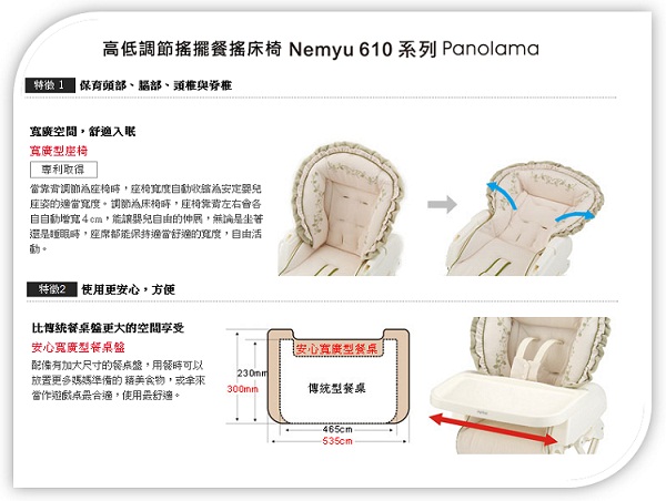 高低調節搖擺餐姚床椅-重要特徵 高低調節搖擺餐姚床椅-重要特徵
