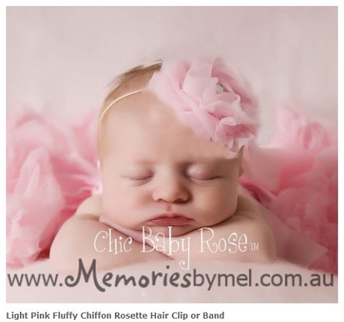 Fluffy Chiffon Rosette Hair Clip or Band 2