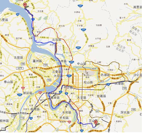 木柵--淡水軌跡 木柵--淡水軌跡