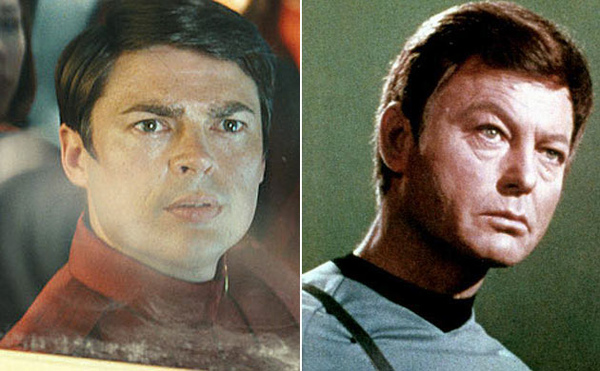 Star Trek 2009 Karl Urban as Dr. McCoy in the left Star Trek 2009 Karl Urban as Dr. McCoy in the left