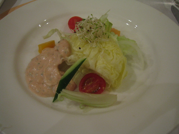 first course:salad with thousand island sauce