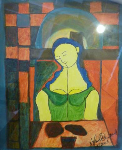 糟糕藝術咬牙線的聖母