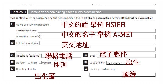 X光體檢表