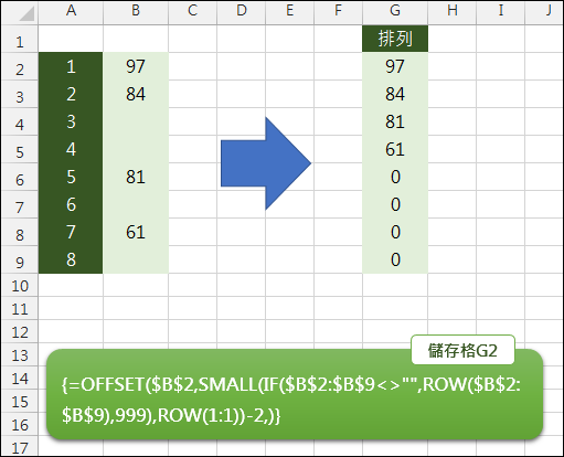 Excel-取出清單中非空白儲存格內容重新排列(SMALL,IFERROR)(依原順序) Excel-取出清單中非空白儲存格內容重新排列(SMALL,IFERROR)(依原順序)