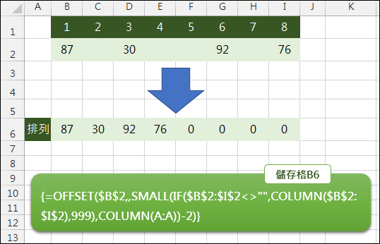 Excel-取出清單中非空白儲存格內容重新排列(SMALL,IFERROR)(依原順序) Excel-取出清單中非空白儲存格內容重新排列(SMALL,IFERROR)(依原順序)