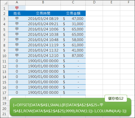 Excel-篩選資料到其他工作表(OFFSET,陣列公式) Excel-篩選資料到其他工作表(OFFSET,陣列公式)