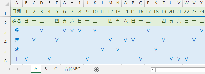 Excel-多個工作表資料集合在一個工作表(OFFSET,MATCH,INDIRECT) Excel-多個工作表資料集合在一個工作表(OFFSET,MATCH,INDIRECT)