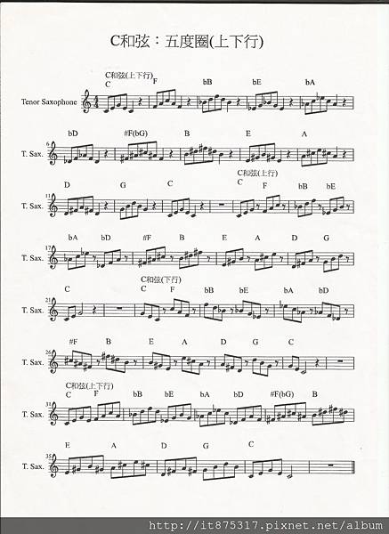 C和弦：五度圈(上下行)