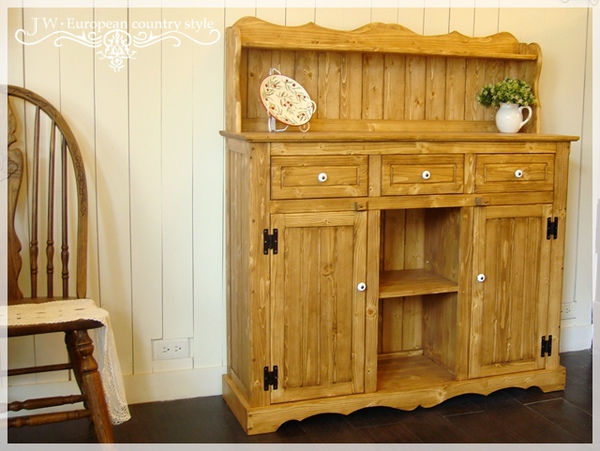 熊熊木工房-原木色備餐收納櫃