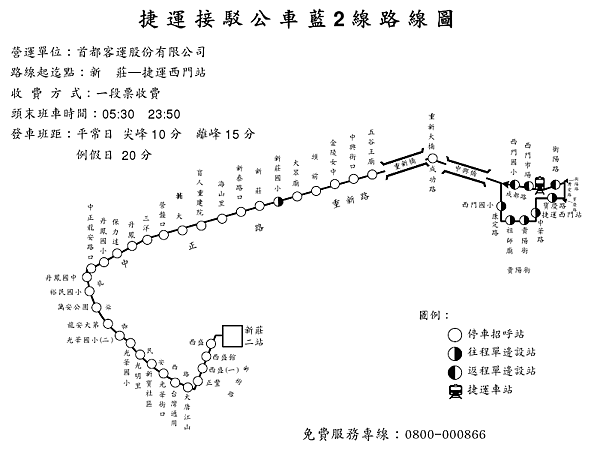 捷運接駁公車藍2 線路線圖